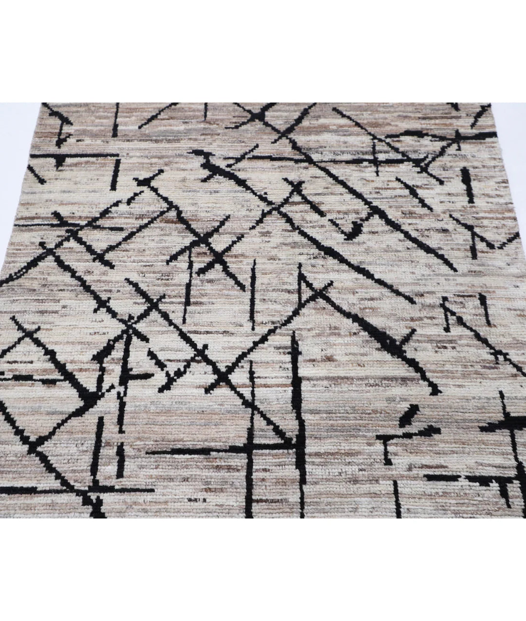 Brown Afghan Oriental Rug 4' 1" x 6' 0" Hand-Knotted | No. AT34890