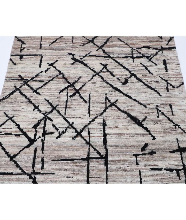 Brown Afghan Oriental Rug 4' 1" x 6' 0" Hand-Knotted | No. AT34890
