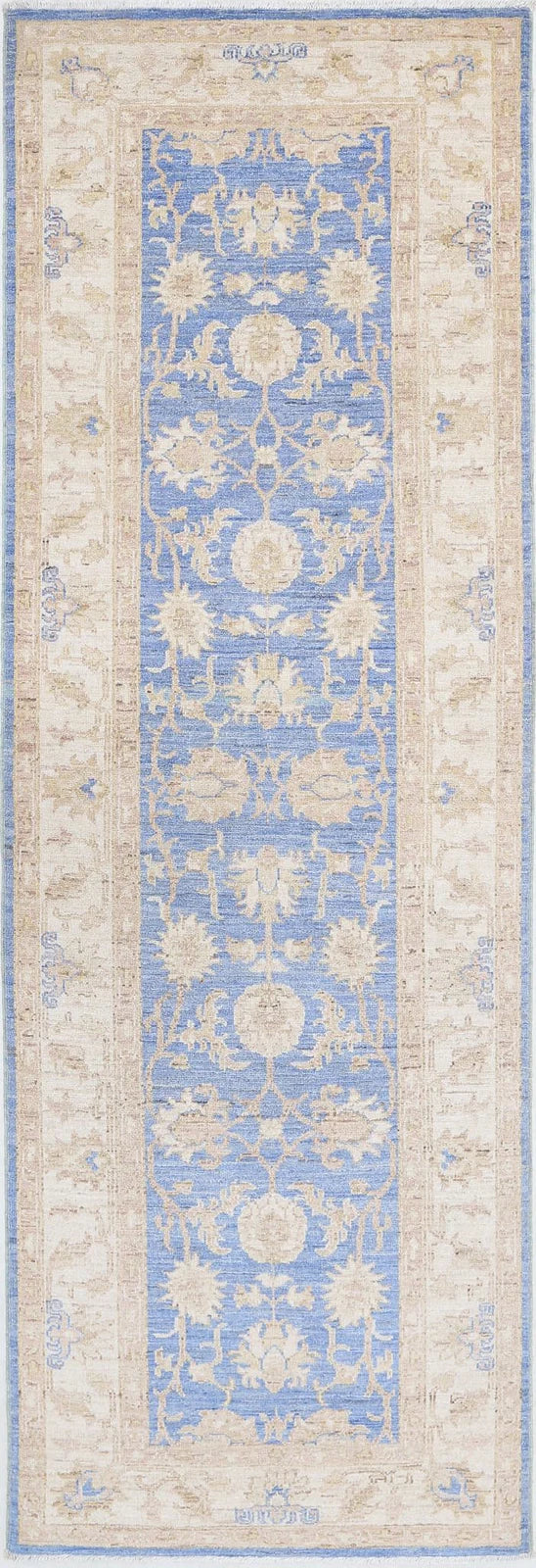 Blue Afghan Ziegler Rug 2' 7" x 8' 1" Hand-Knotted | No. AT34947