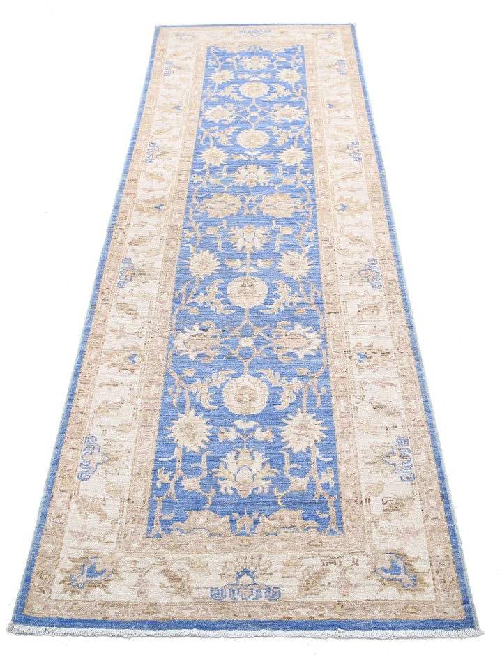 Blue Afghan Ziegler Rug 2' 7" x 8' 1" Hand-Knotted | No. AT34947