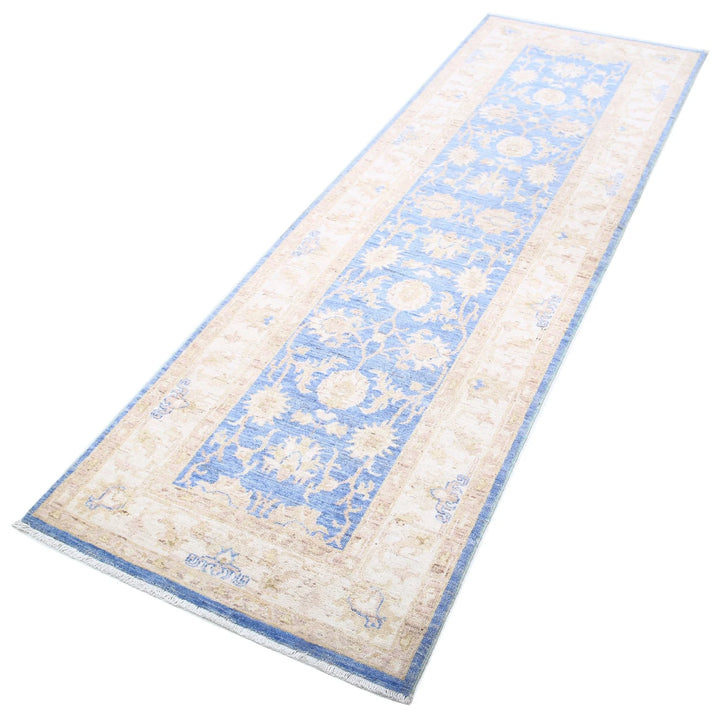 Blue Afghan Ziegler Rug 2' 7" x 8' 1" Hand-Knotted | No. AT34947