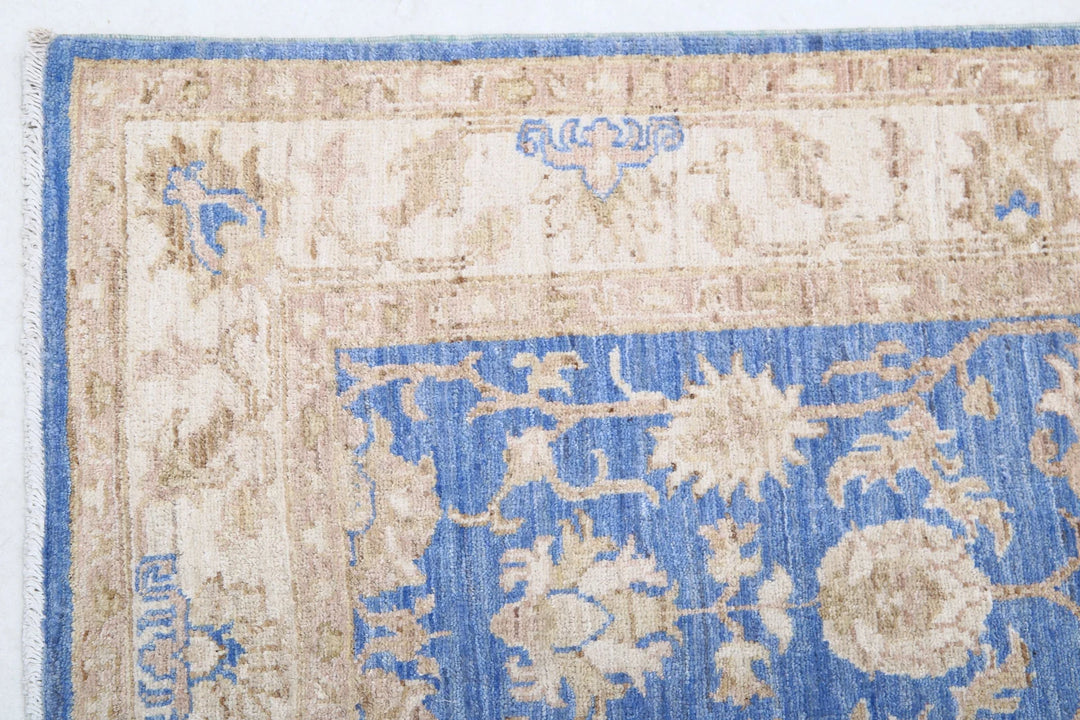 Blue Afghan Ziegler Rug 2' 7" x 8' 1" Hand-Knotted | No. AT34947