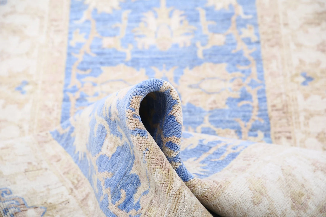 Blue Afghan Ziegler Rug 2' 7" x 8' 1" Hand-Knotted | No. AT34947