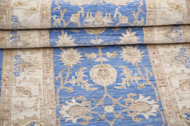 Blue Afghan Ziegler Rug 2' 7" x 8' 1" Hand-Knotted | No. AT34947