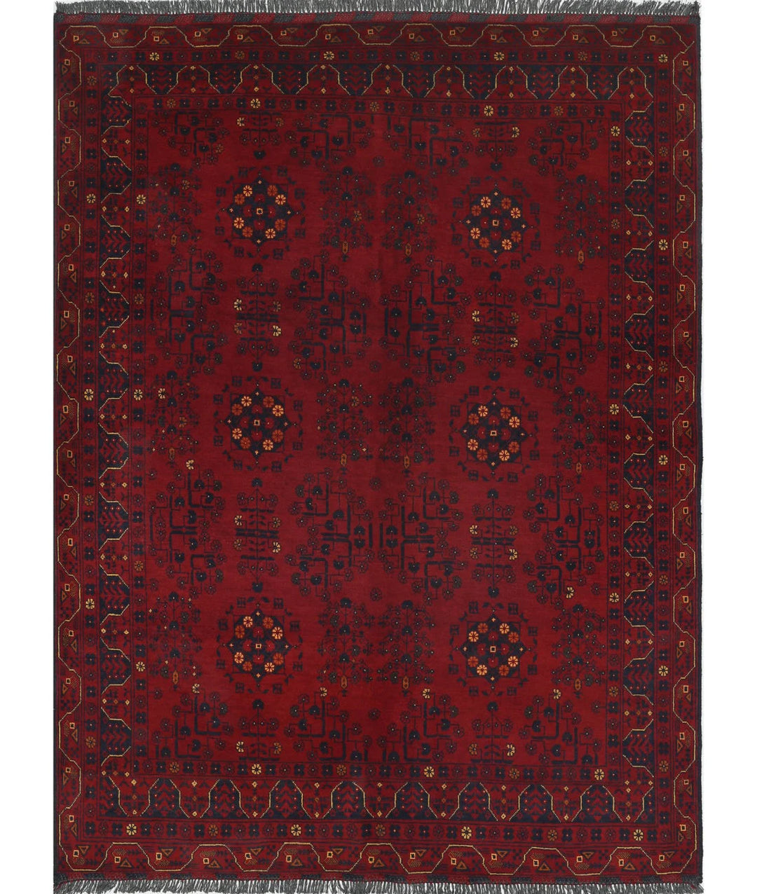 Red Afghan Khamyab Rug 4' 11" x 6' 6" Hand-Knotted | No. AT34983