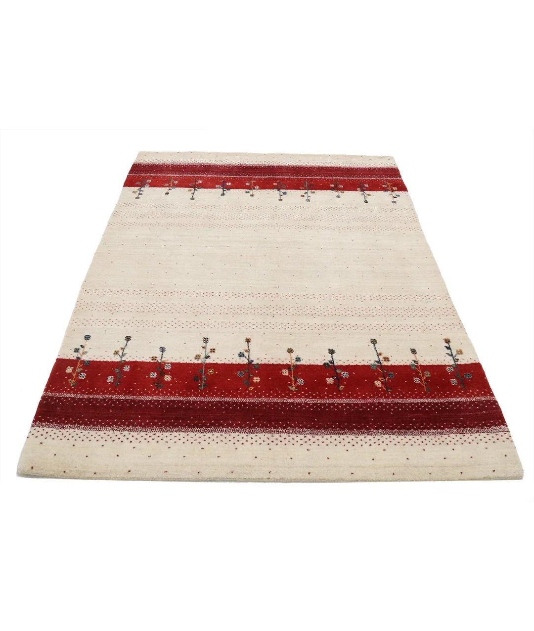 Ivory Indian Lori Rug 4' 7" x 6' 0" Hand-Knotted | No. AT34987