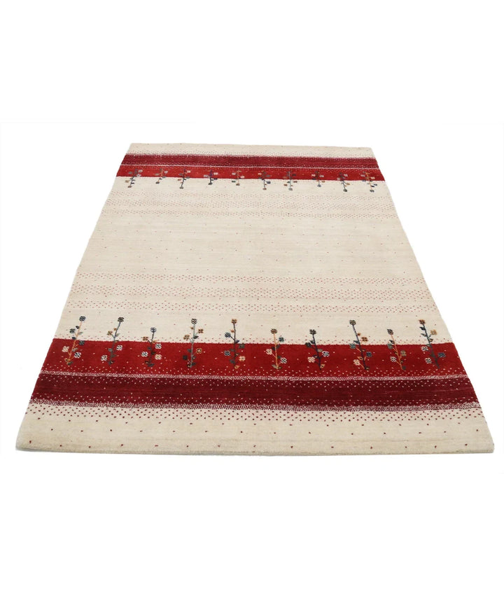 Ivory Indian Lori Rug 4' 7" x 6' 0" Hand-Knotted | No. AT34987