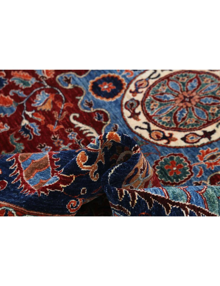 Afghan Suzani Sultani Rug 8' 2" x 10' 5" Hand-Knotted | No. AT35027