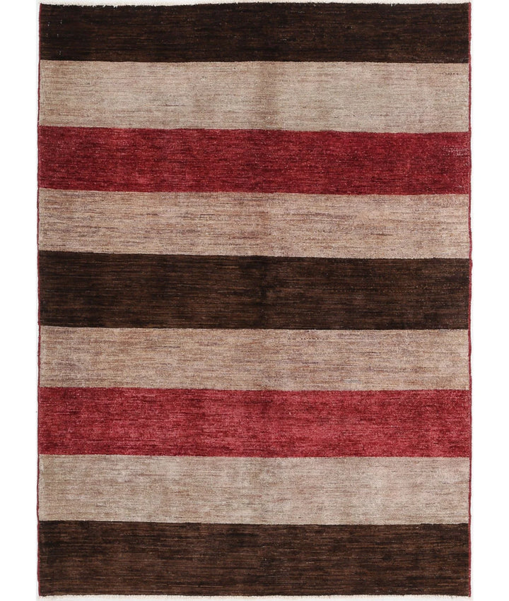 Multicolor Afghan Oriental Rug 4' 1" x 5' 9" Hand-Knotted