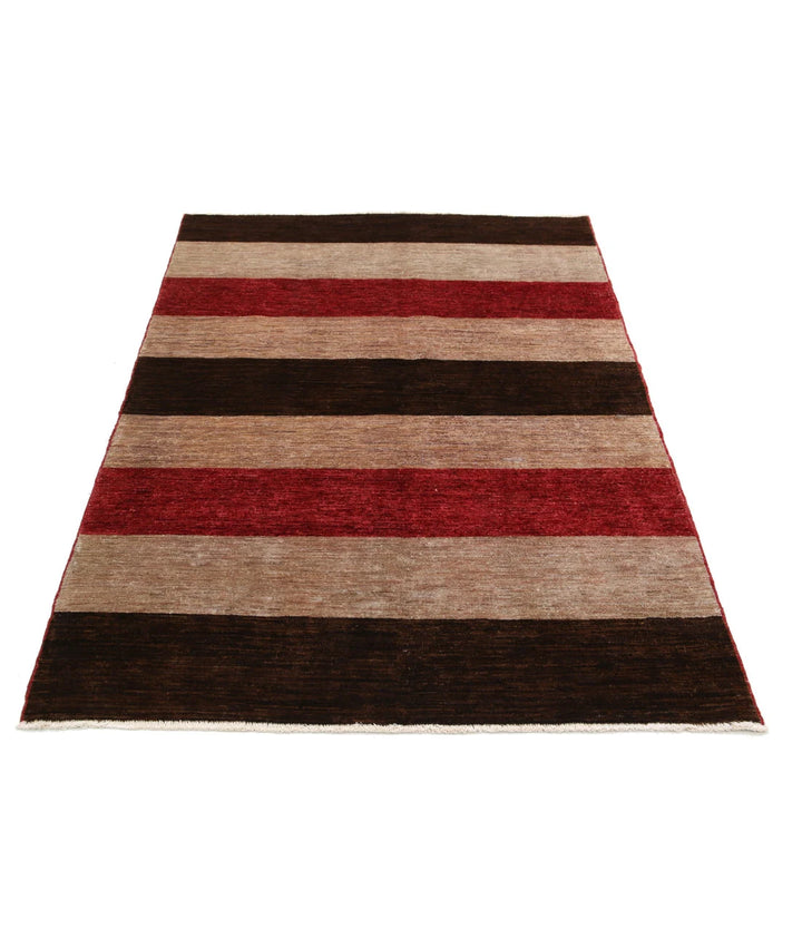 Multicolor Afghan Oriental Rug 4' 1" x 5' 9" Hand-Knotted field