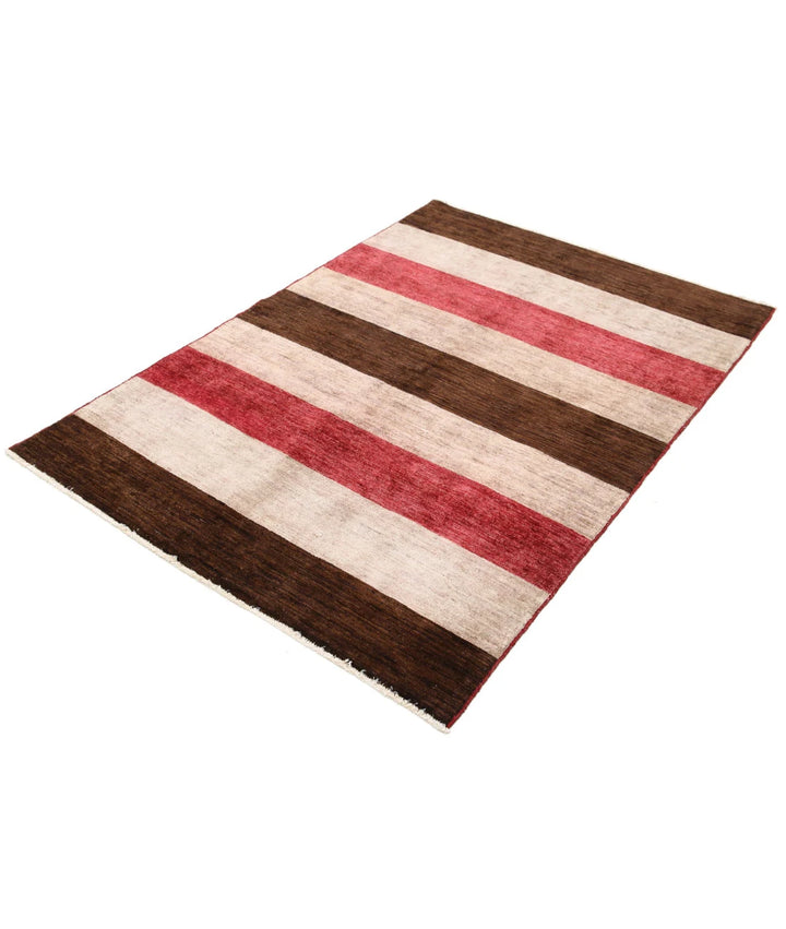 Multicolor Afghan Oriental Rug 4' 1" x 5' 9" Hand-Knotted texture