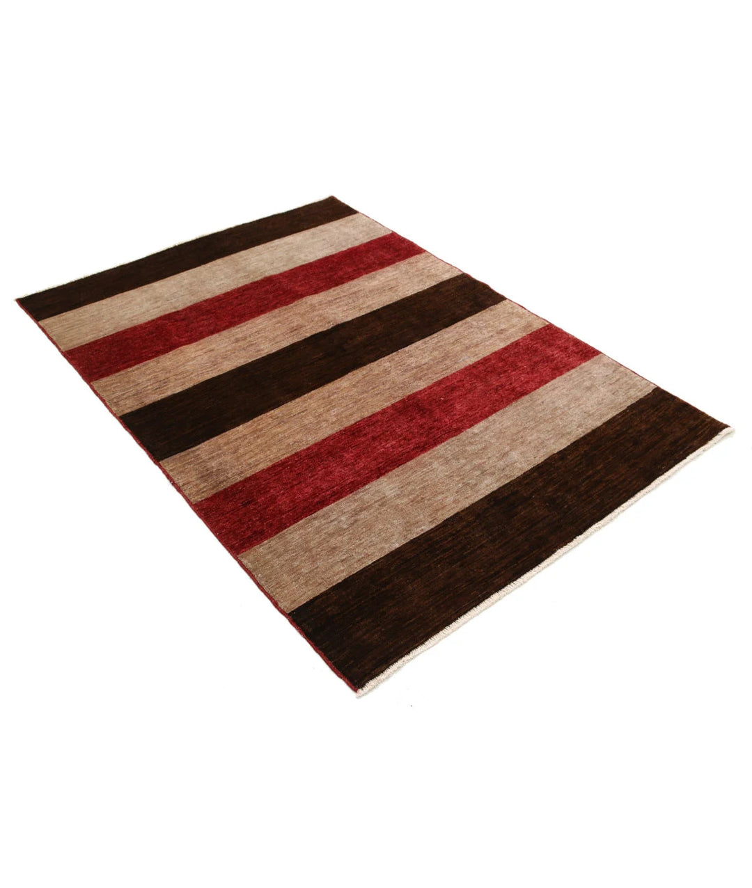 Multicolor Afghan Oriental Rug 4' 1" x 5' 9" Hand-Knotted reverse