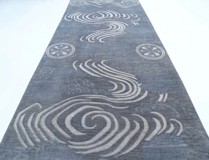 Grey Afghan Onyx Rug 6' 1" x 16' 0" Hand-Knotted | No. AT35034