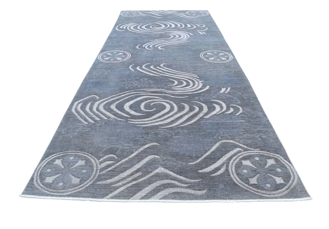Grey Afghan Onyx Rug 6' 1" x 16' 0" Hand-Knotted | No. AT35034