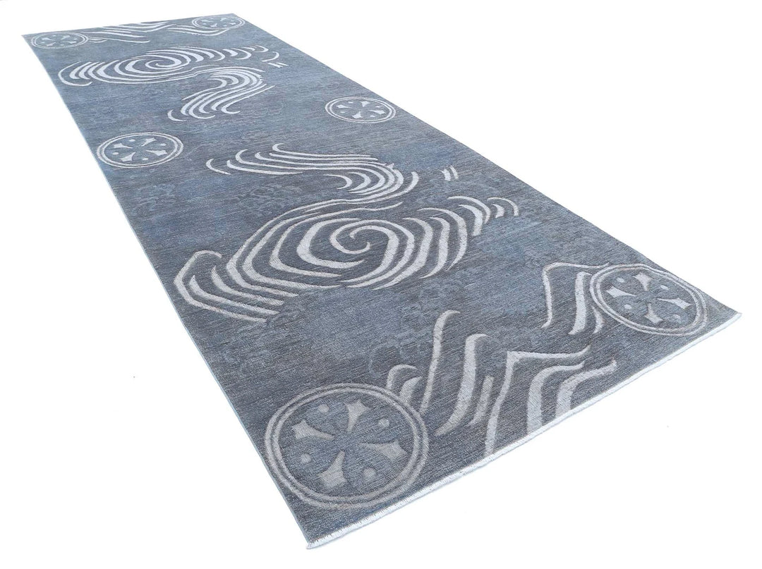 Grey Afghan Onyx Rug 6' 1" x 16' 0" Hand-Knotted | No. AT35034