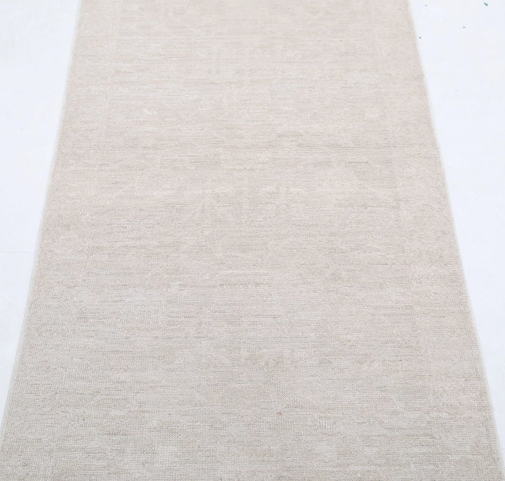 Ivory Afghan Serenity Runner Rug 2' 6" x 9' 8" Hand-Knotted | No. AT35076