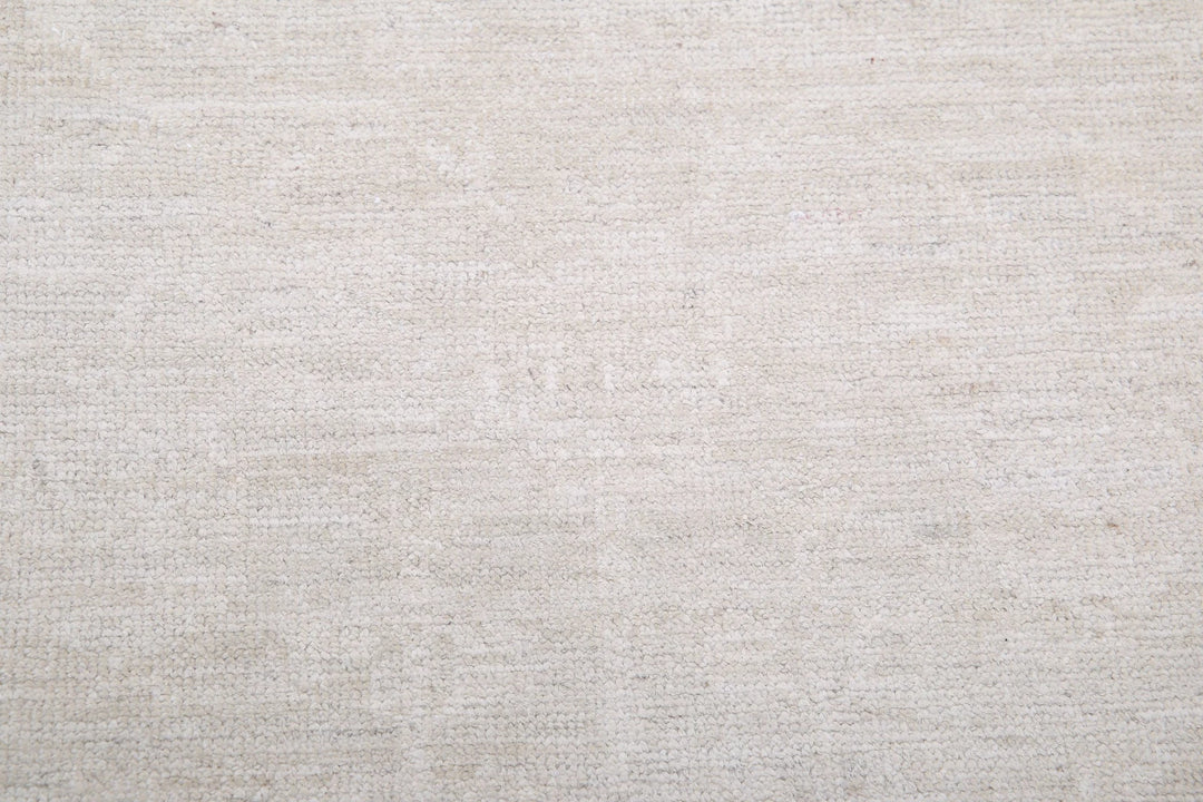 Ivory Afghan Serenity Runner Rug 2' 6" x 9' 8" Hand-Knotted | No. AT35076