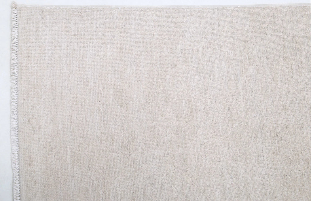 Ivory Afghan Serenity Runner Rug 2' 6" x 9' 8" Hand-Knotted | No. AT35076