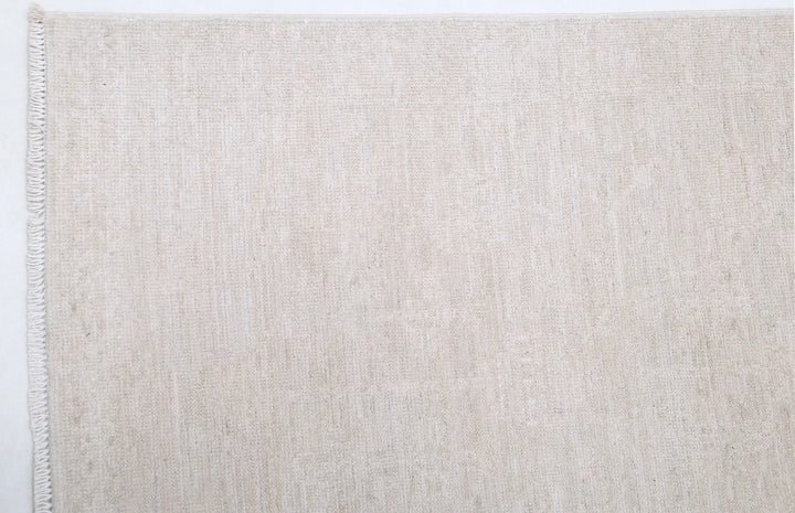 Ivory Afghan Serenity Runner Rug 2' 6" x 9' 8" Hand-Knotted | No. AT35076