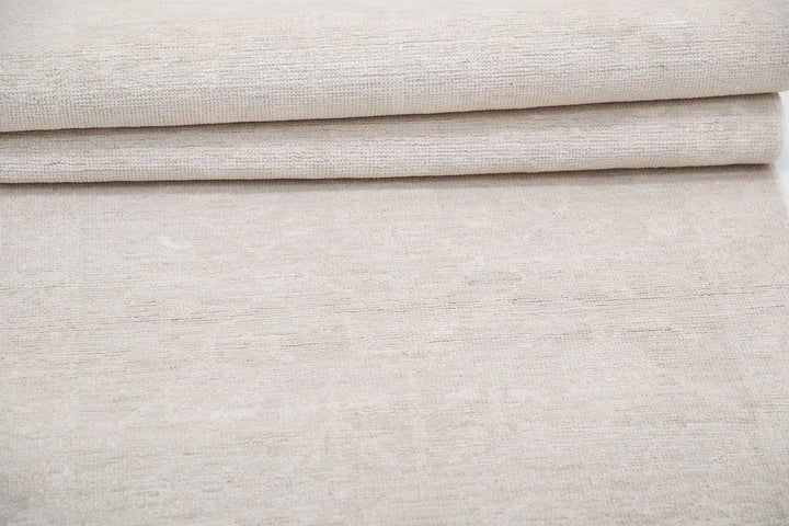 Ivory Afghan Serenity Runner Rug 2' 6" x 9' 8" Hand-Knotted | No. AT35076
