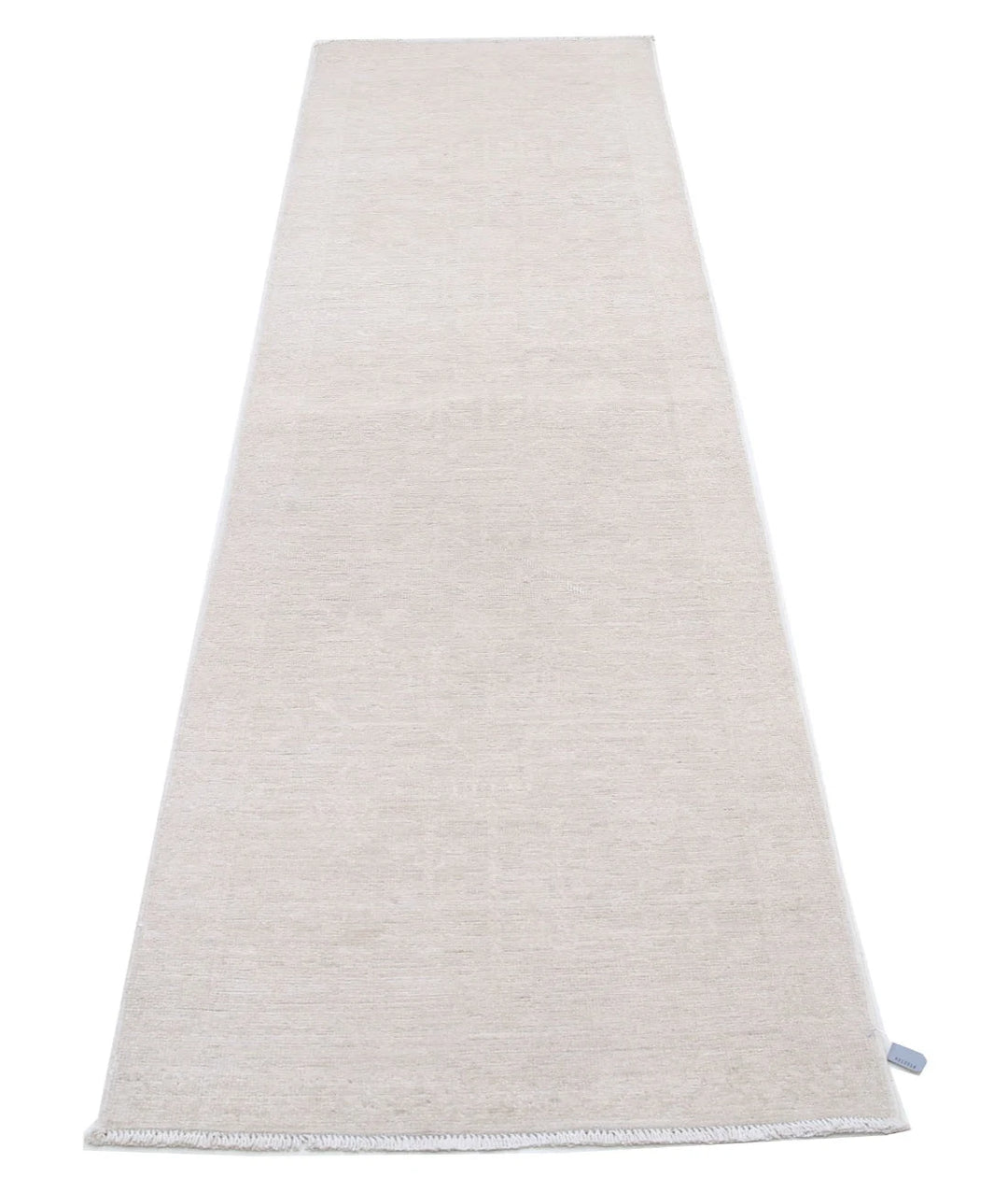Ivory Afghan Serenity Runner Rug 2' 6" x 9' 8" Hand-Knotted | No. AT35076