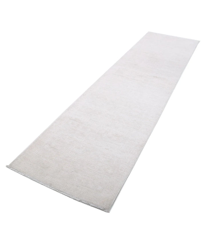 Ivory Afghan Serenity Runner Rug 2' 6" x 9' 8" Hand-Knotted | No. AT35076