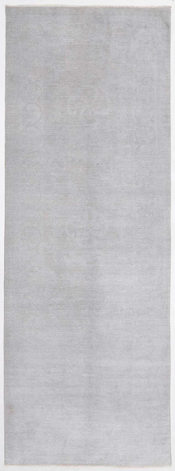 Grey Afghan Overdye Rug 3' 2" x 9' 0" Hand-Knotted | No. AT35100