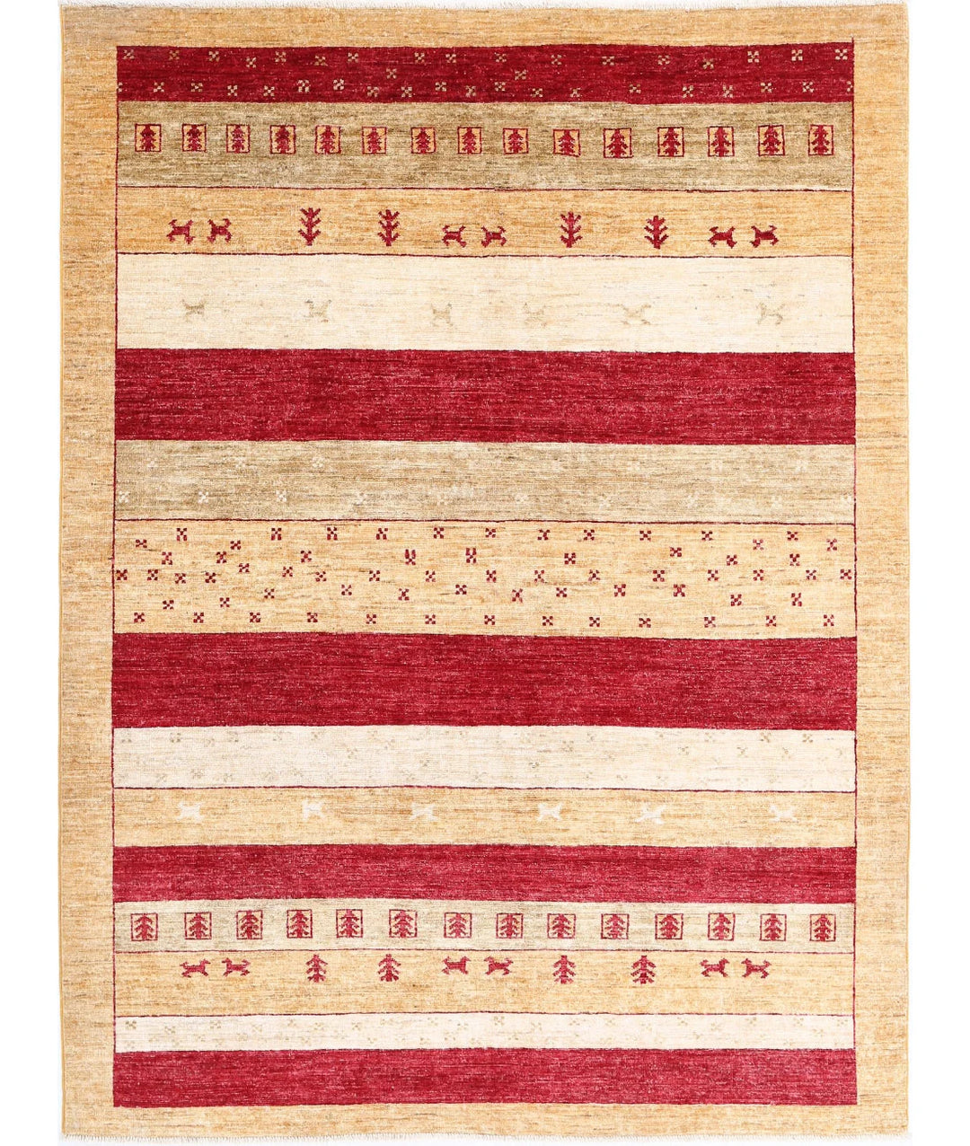 Multicolor Afghan Oriental Rug 5'8" x 7'8" Hand-Knotted