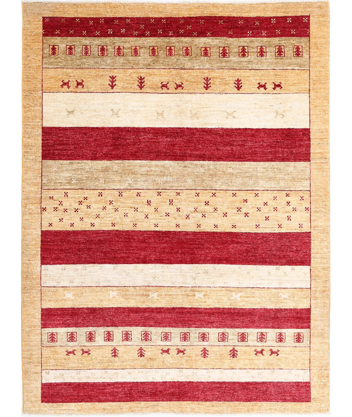 Multicolor Afghan Oriental Rug 5'8" x 7'8" Hand-Knotted