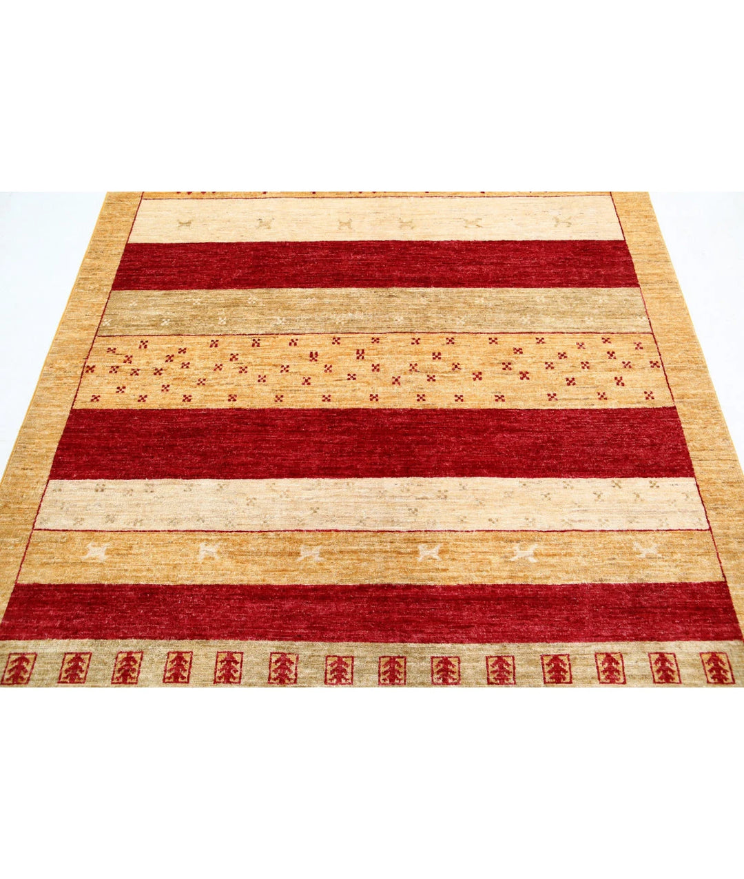 Multicolor Afghan Oriental Rug 5'8" x 7'8" Hand-Knotted border
