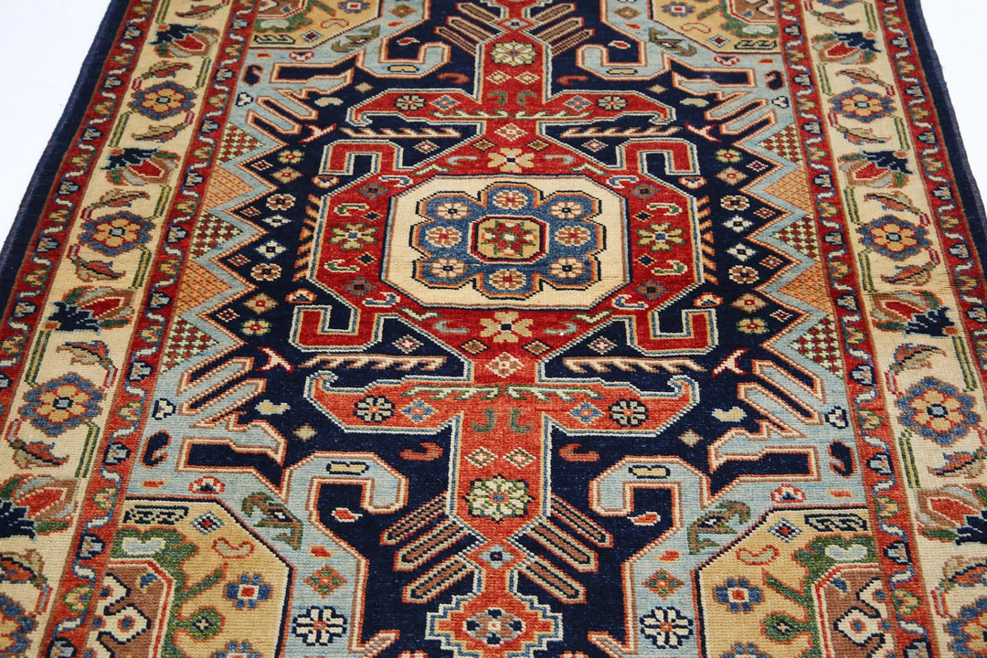 Blue Afghan Oriental Rug 4' 2" x 5' 10" Hand-Knotted view