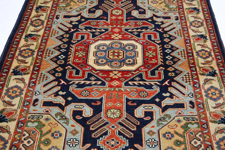 Blue Afghan Oriental Rug 4' 2" x 5' 10" Hand-Knotted | No. AT35164