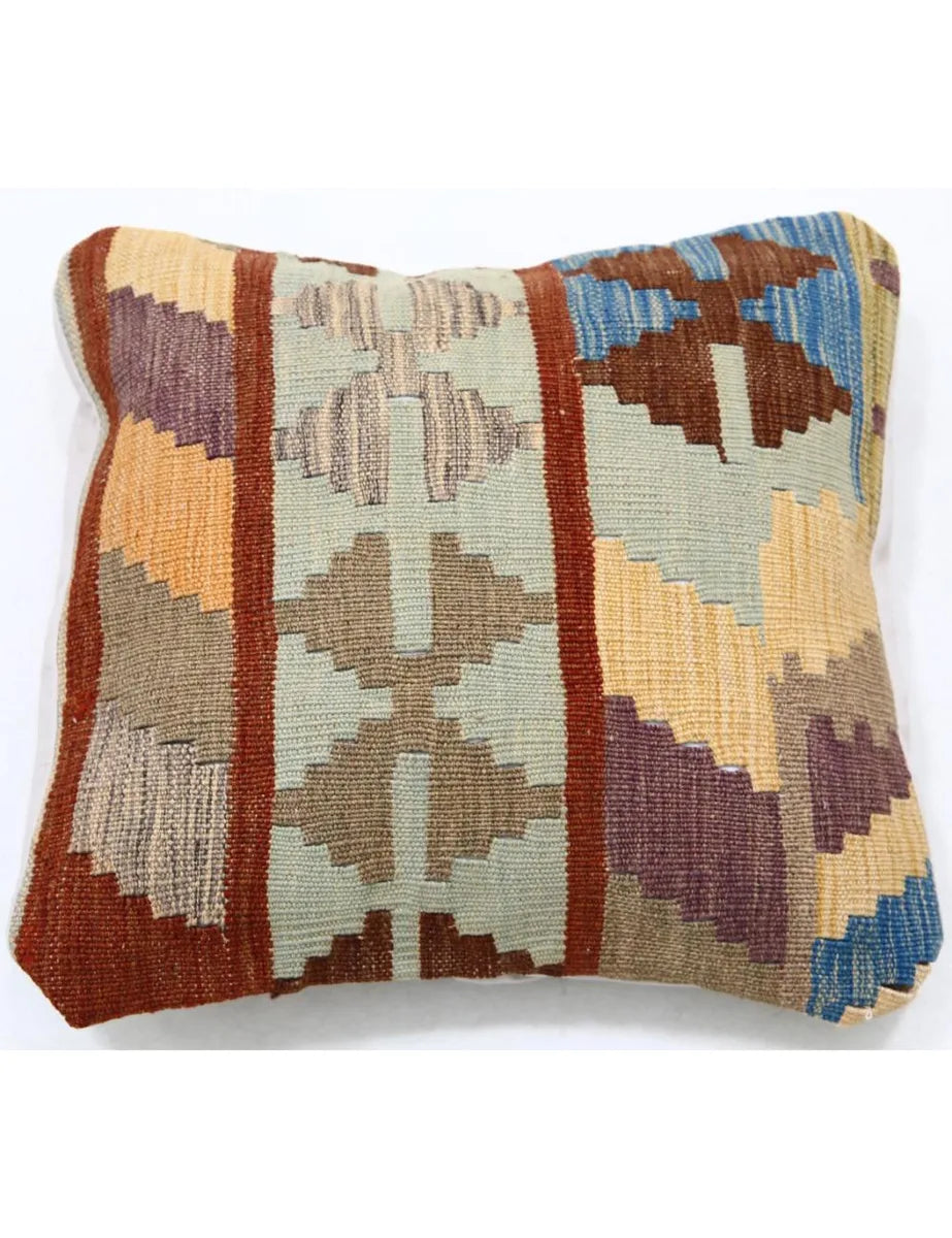 Afghan Tribal Pillow 1' 5" x 1' 5" Hand-Woven | No. AT35171