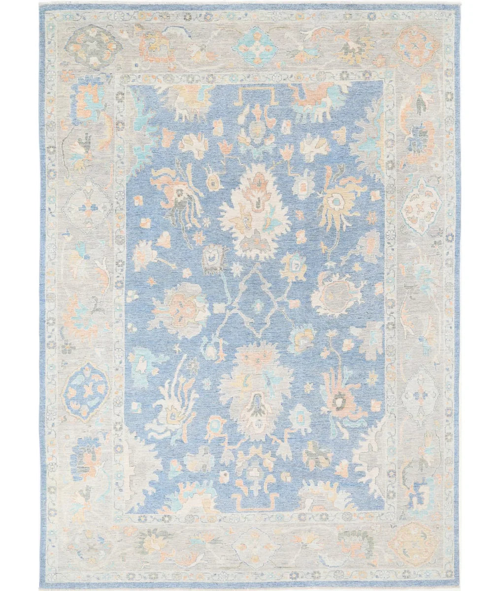 Blue Afghan Oushak Rug 9' 10" x 13' 6" Hand-Knotted | No. AT351833