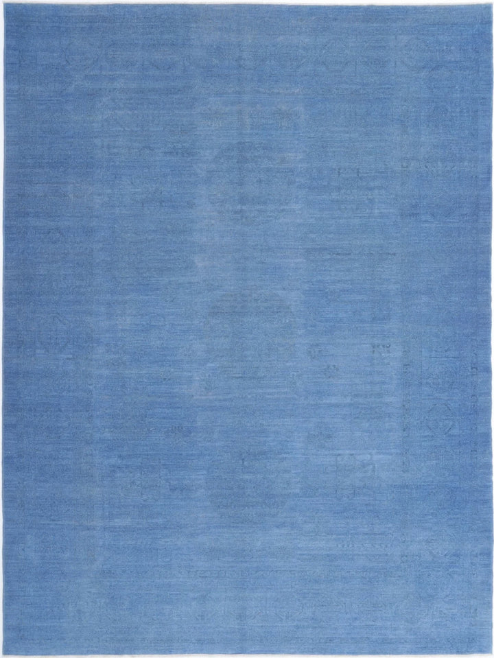 Blue Afghan Overdye Rug 8' 10" x 12' 1" Hand-Knotted | No. AT35195