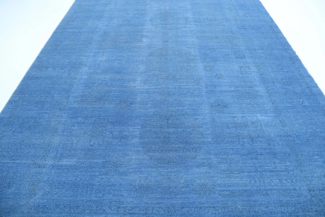 Blue Afghan Overdye Rug 8' 10" x 12' 1" Hand-Knotted | No. AT35195