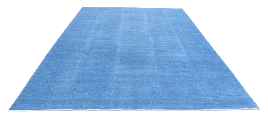 Blue Afghan Overdye Rug 8' 10" x 12' 1" Hand-Knotted | No. AT35195