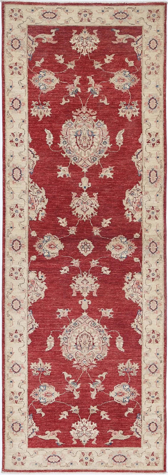 Red Afghan Oriental Rug 2'9" x 8'0" Hand-Knotted