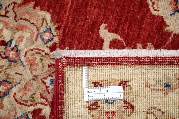 Red Afghan Oriental Rug 2'9" x 8'0" Hand-Knotted detail