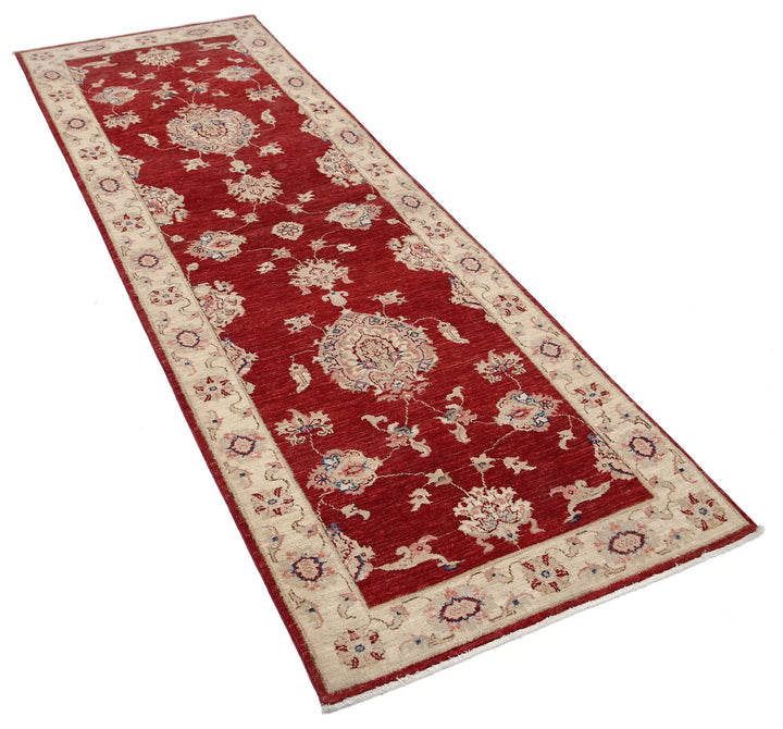 Red Afghan Oriental Rug 2'9" x 8'0" Hand-Knotted pattern