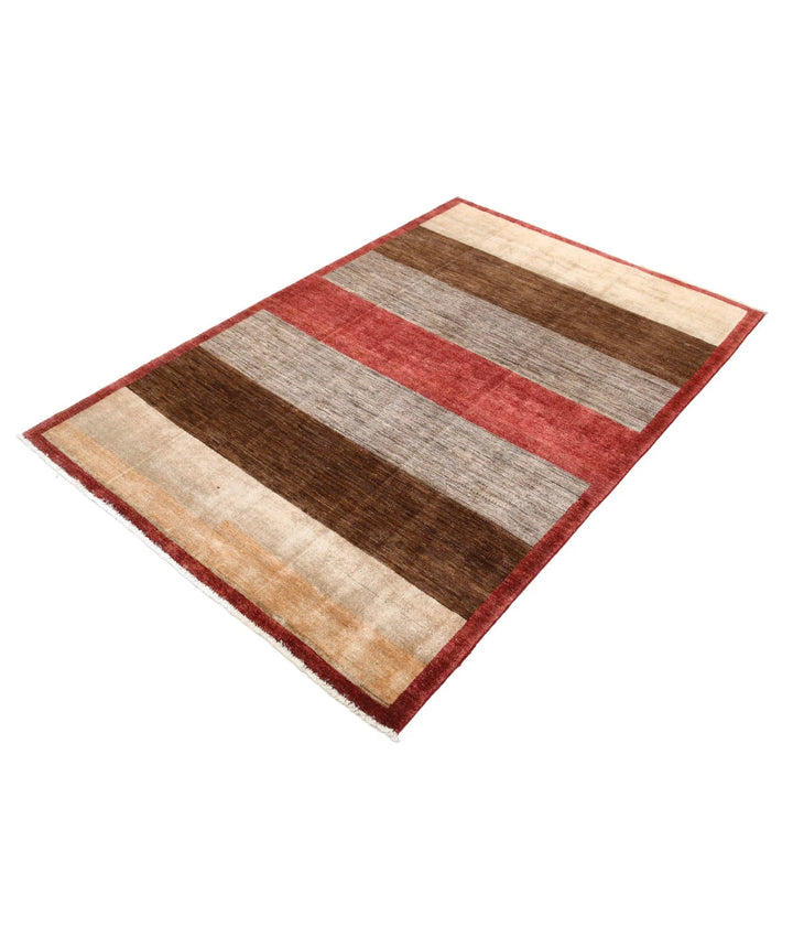 Multicolor Afghan Oriental Rug 4' 0" x 6' 0" Hand-Knotted texture