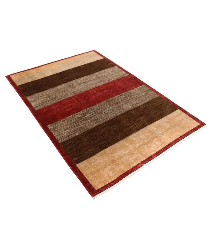 Multicolor Afghan Oriental Rug 4' 0" x 6' 0" Hand-Knotted reverse