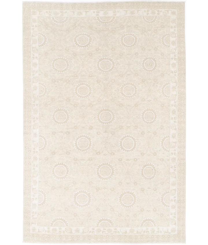 Brown Afghan Tabriz Rug 6' 6" x 9' 11" Hand-Knotted | No. AT35533