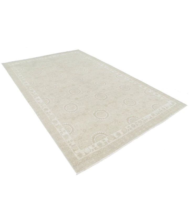 Brown Afghan Tabriz Rug 6' 6" x 9' 11" Hand-Knotted | No. AT35533