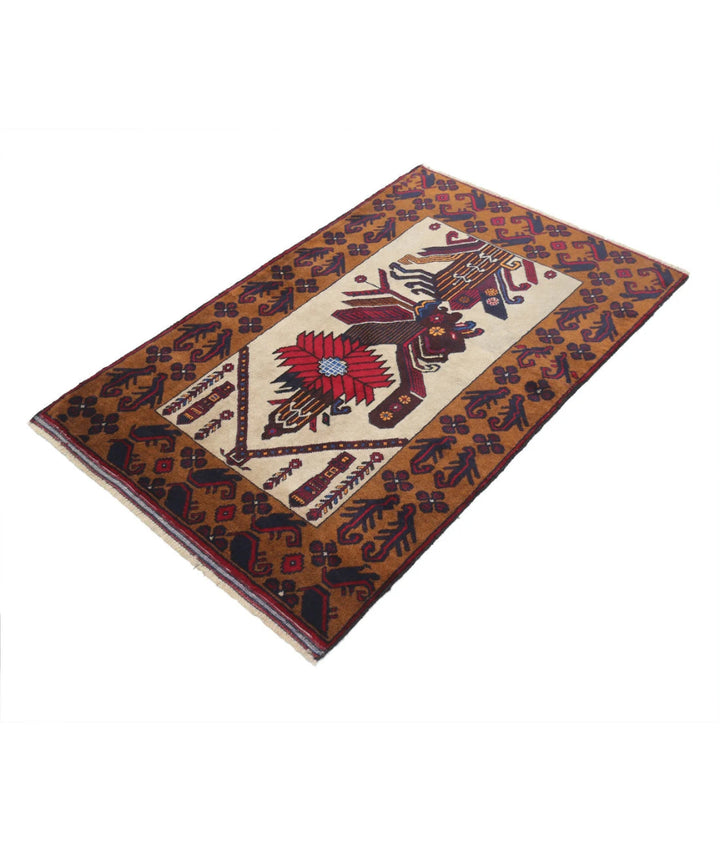 Red Afghan Tribal Rug 3' 0" x 4' 9" Hand-Knotted | No. AT35690