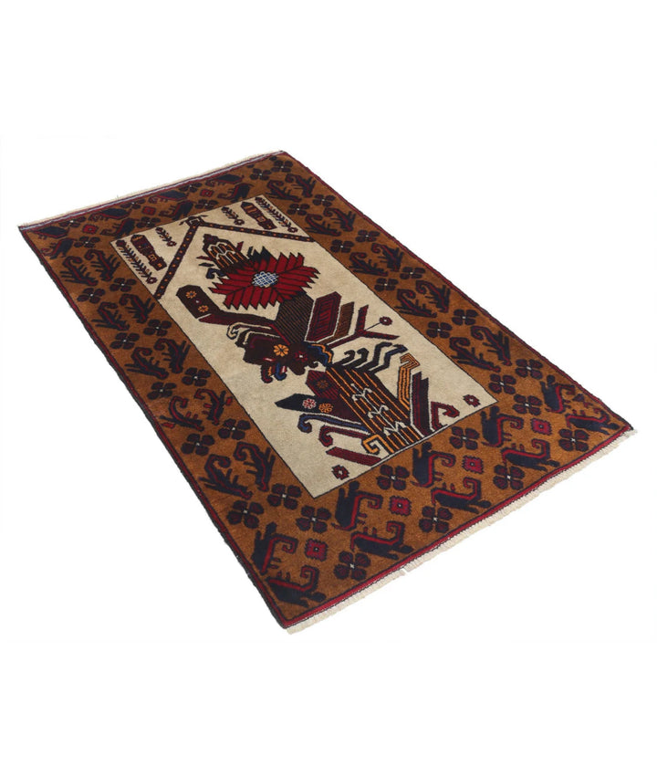 Red Afghan Tribal Rug 3' 0" x 4' 9" Hand-Knotted | No. AT35690
