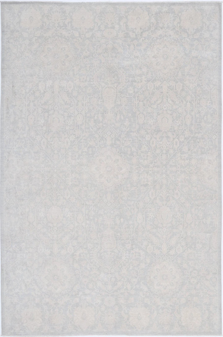 Grey Afghan Serenity Rug 6' 10" x 10' 4" Hand-Knotted | No. AT35701