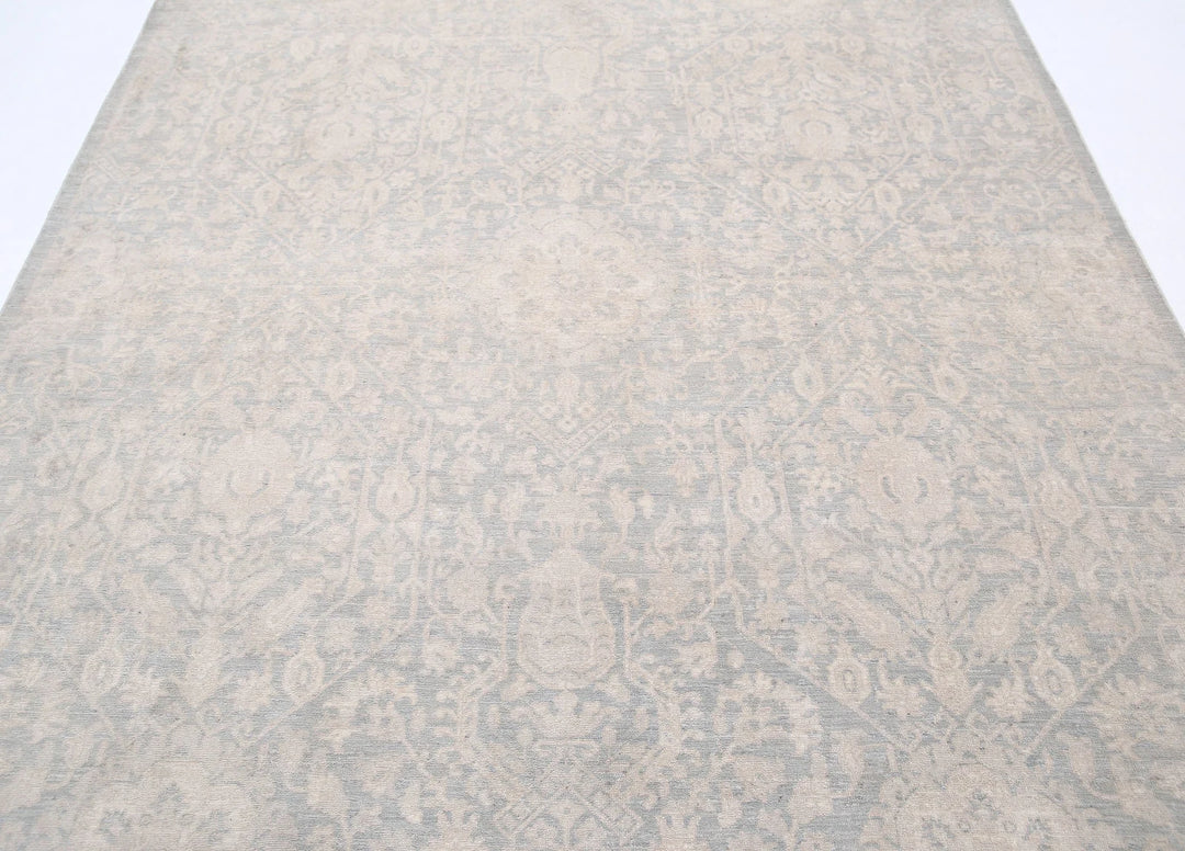 Grey Afghan Serenity Rug 6' 10" x 10' 4" Hand-Knotted | No. AT35701