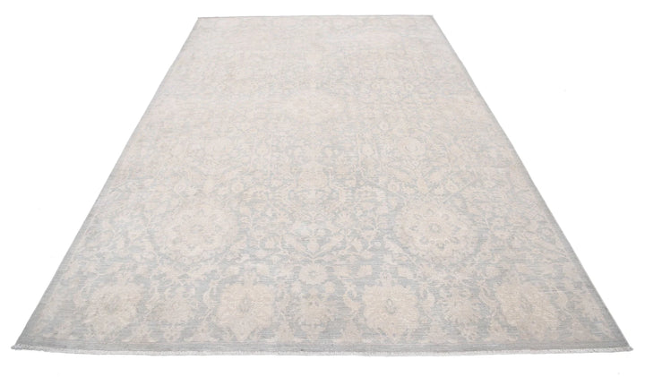 Grey Afghan Serenity Rug 6' 10" x 10' 4" Hand-Knotted | No. AT35701