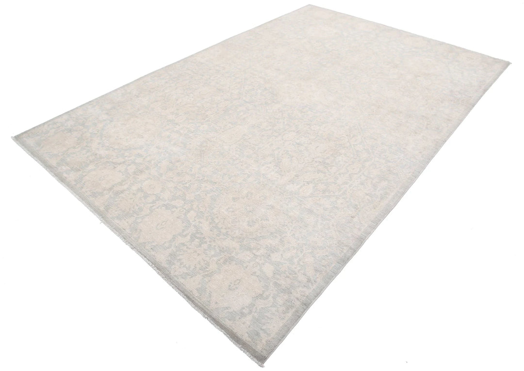Grey Afghan Serenity Rug 6' 10" x 10' 4" Hand-Knotted | No. AT35701